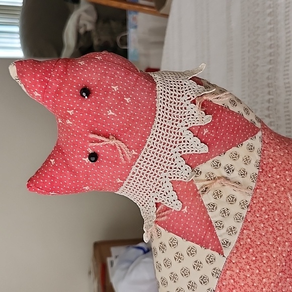 Antique quilted cat pillow patchwork cottagecore Handmade - Picture 3 of 8